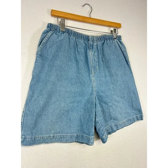 90s Vintage White Stag Women 10 Blue Denim High Waist Elastic Mom Shorts USA - Picture 7 of 8
